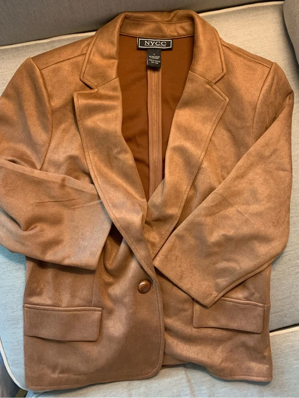 NYCC Suede-Look Blazer and skirt set in Warm Cognac